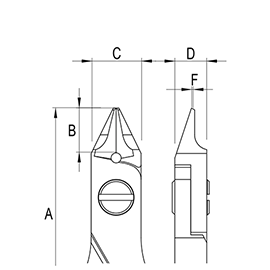 Ergo-tek Cutters - Small Tapered & Relieved head diagram